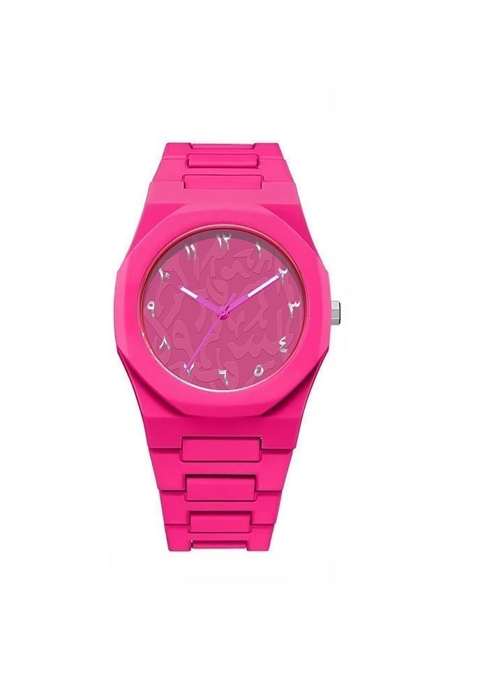 Unique Small Quartz Watch for Men Women, Vibrant Dopamine Dial, Fashionable Casual Waterproof Watch for Daily Use(pink) - Image 1